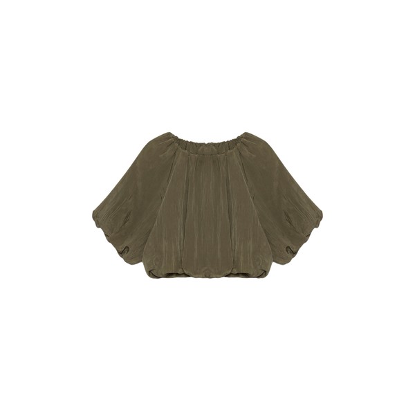 Simkhai Anni Puff Sleeve Cropped Top in Sea Turtle
