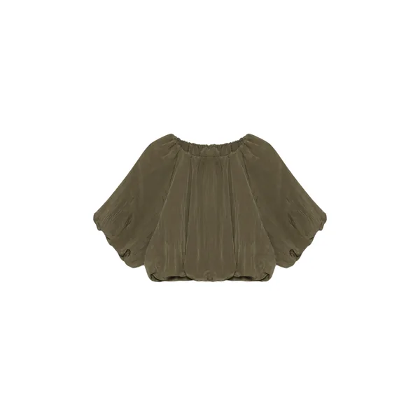 Simkhai Anni Puff Sleeve Cropped Top in Sea Turtle