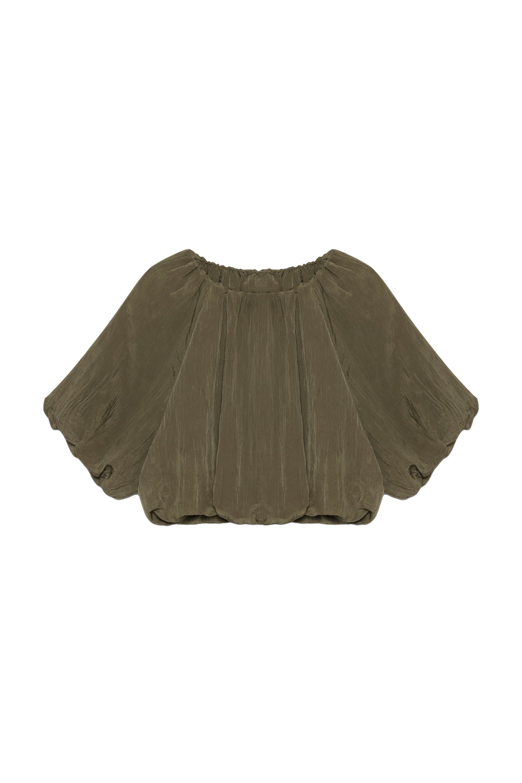 SIMKHAI Anni Puff Sleeve Cropped Top in Sea Turtle