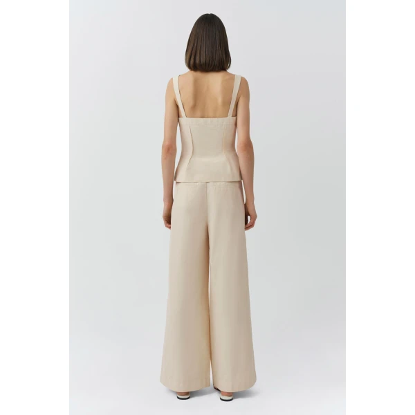Simkhai April Cotton Faille Bustier Top in Stone, view 5