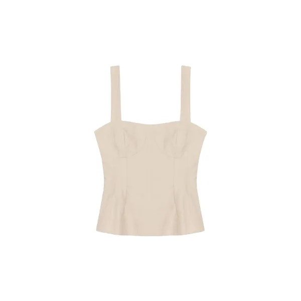 Simkhai April Cotton Faille Bustier Top in Stone