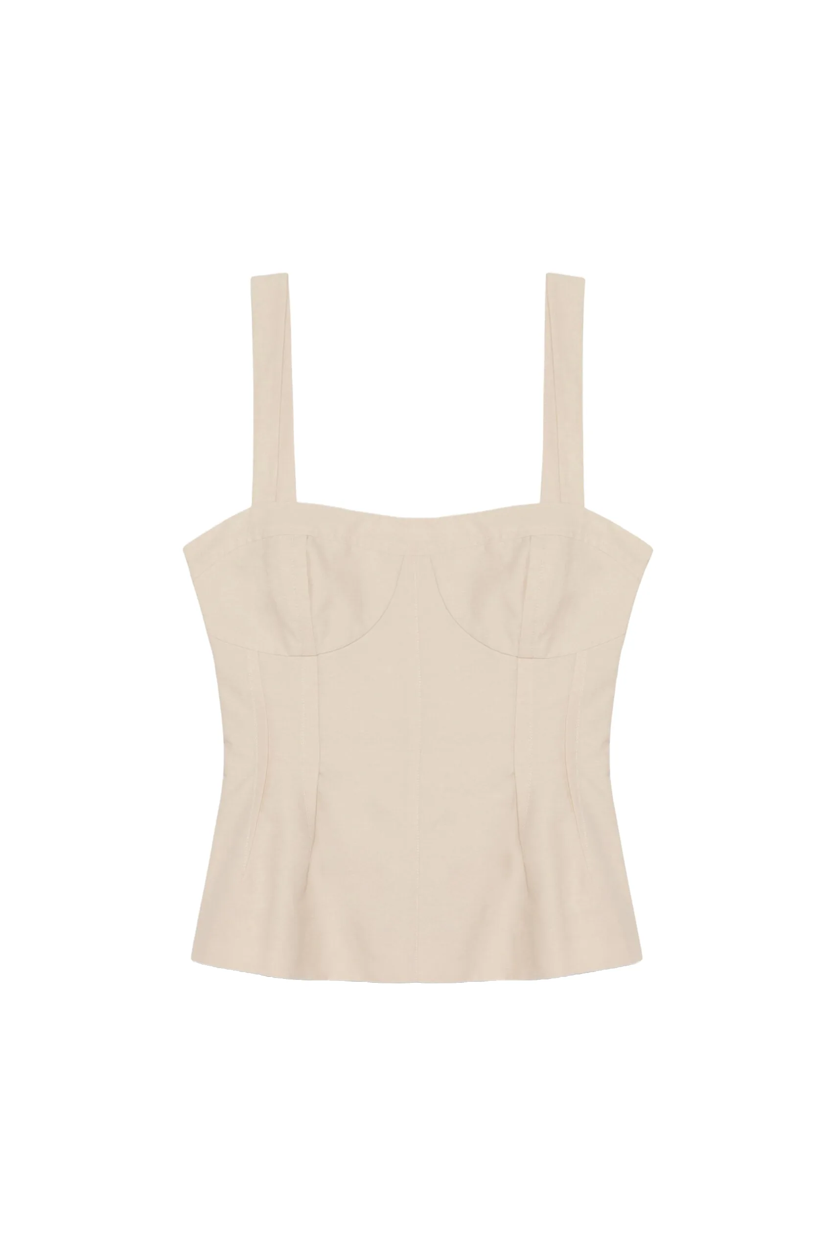 SIMKHAI April Cotton Faille Bustier Top in Stone
