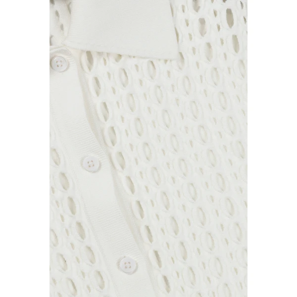 Simkhai Arlan Open Stitch Camp Shirt in Ivory, view 5