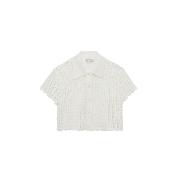 Simkhai Arlan Open Stitch Camp Shirt in Ivory