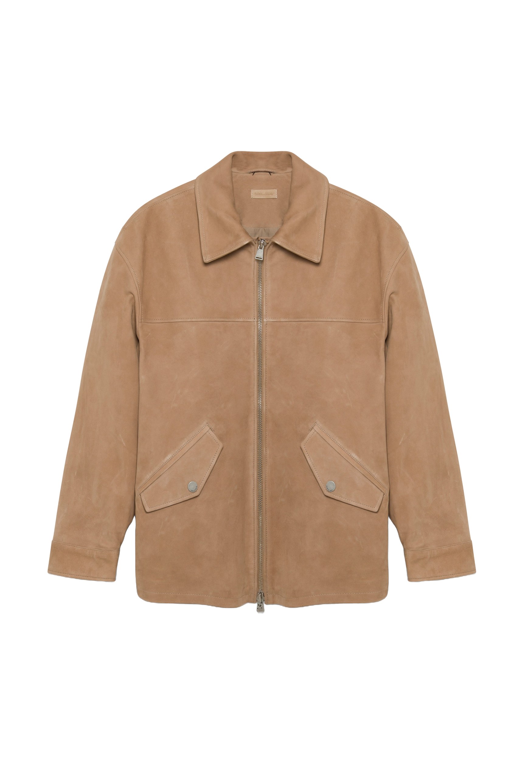 SIMKHAI Aslan Long Suede Jacket in Desert Sand