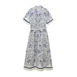 Simkhai Audria Belted Linen Midi Dress in Blueberry Multi
