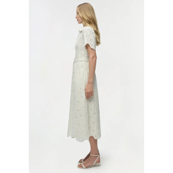 Simkhai Audria Belted Linen Midi Dress in Ivory, view 5