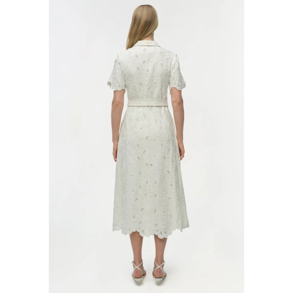 Simkhai Audria Belted Linen Midi Dress in Ivory, view 7