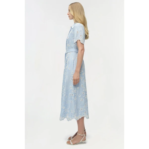 Simkhai Audria Belted Linen Midi Dress in Tidepool Multi, view 4