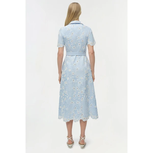 Simkhai Audria Belted Linen Midi Dress in Tidepool Multi, view 5