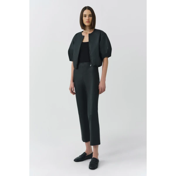 Simkhai Austyn Short Sleeve Leather Jacket in Black, view 4