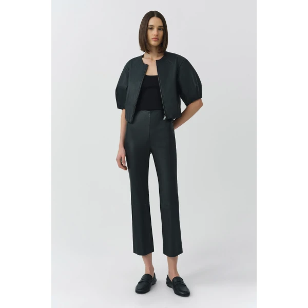 Simkhai Austyn Short Sleeve Leather Jacket in Black, view 6