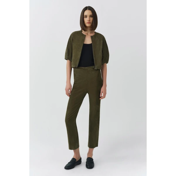 Simkhai Austyn Short Sleeve Suede Jacket in Sea Turtle, view 6