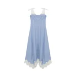 Simkhai Avaleigh Cotton Midi Dress in Oxford Blue Stripe