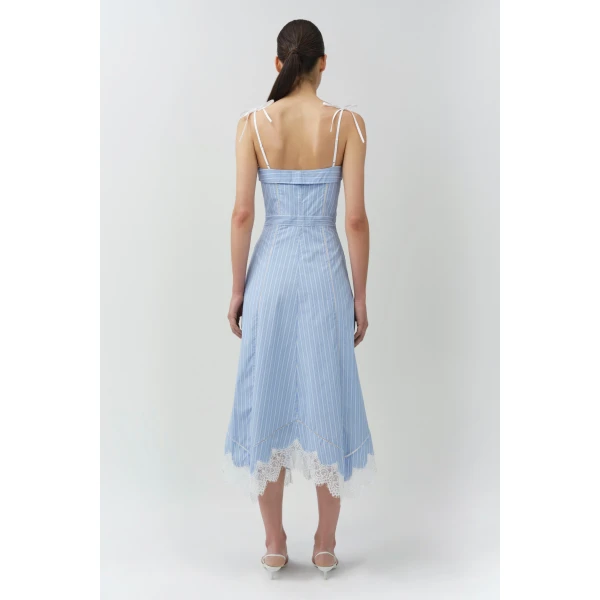 Simkhai Avaleigh Cotton Midi Dress in Oxford Blue Stripe, view 5