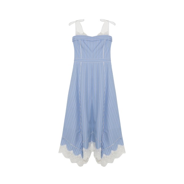 Simkhai Avaleigh Cotton Midi Dress in Oxford Blue Stripe