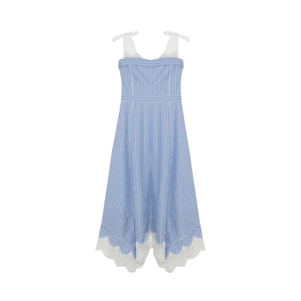 Simkhai Avaleigh Cotton Midi Dress in Oxford Blue Stripe