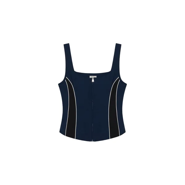 Simkhai Aya Cotton Faille Bustier Top in Midnight Multi