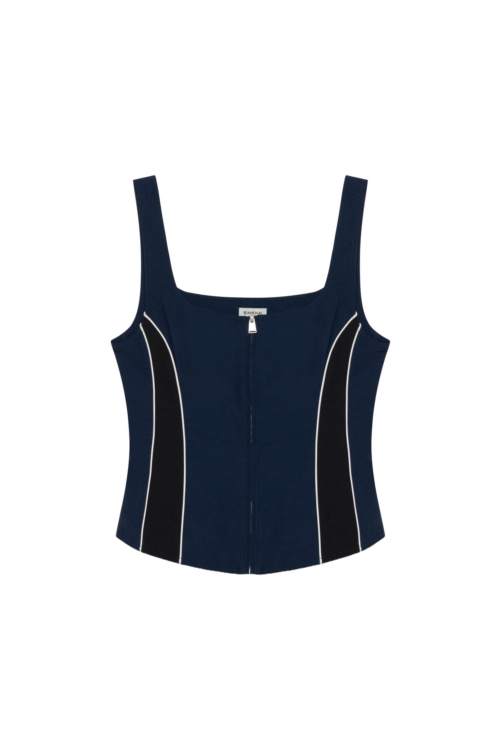 SIMKHAI Aya Cotton Faille Bustier Top in Midnight Multi
