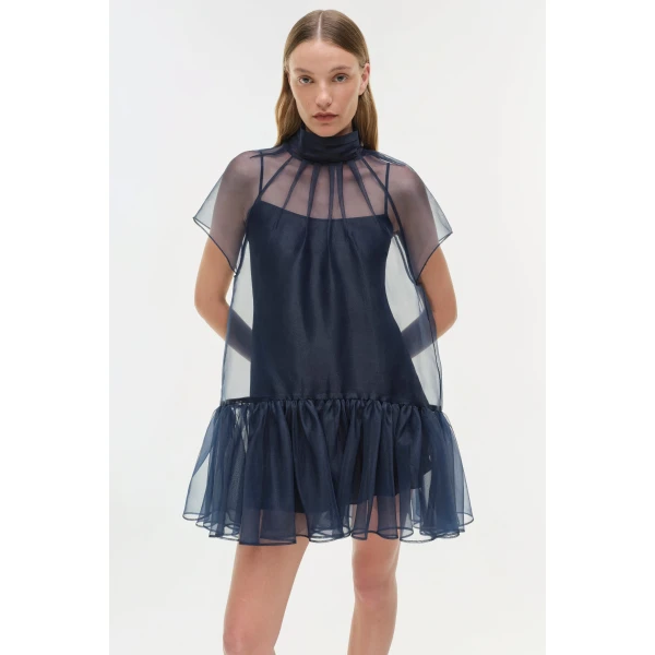 Simkhai Beaux Organza Dress in Midnight, view 3