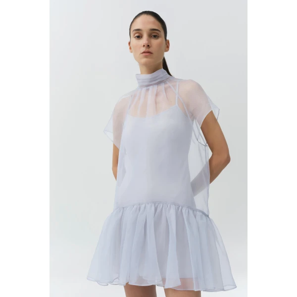 Simkhai Beaux Organza Mini Dress in Periwinkle Sky, view 2