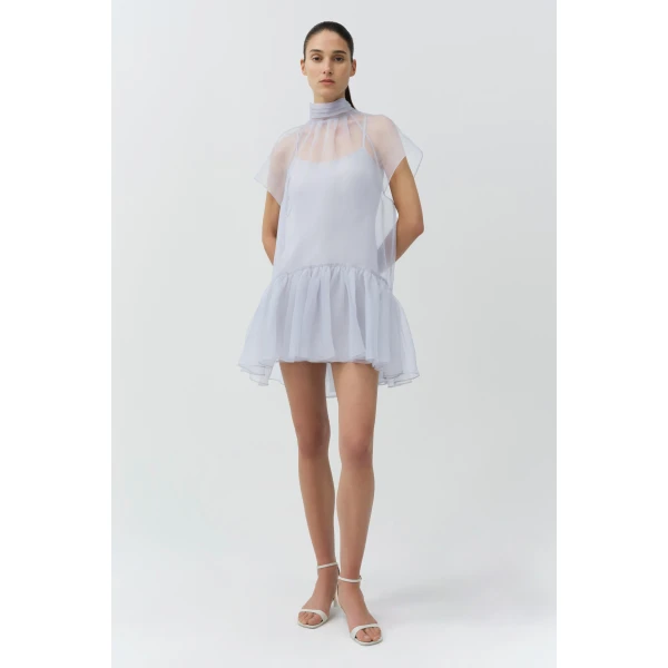 Simkhai Beaux Organza Mini Dress in Periwinkle Sky, view 6