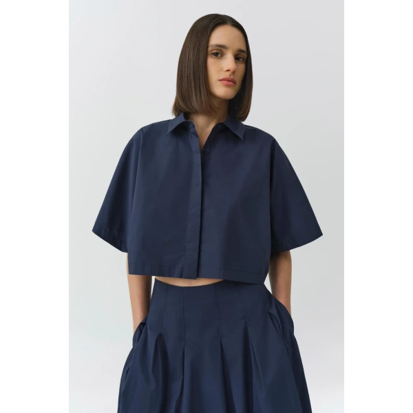 Simkhai Blair Cotton Shirt in Midnight, view 2