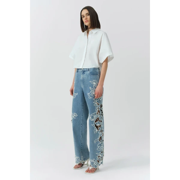 Simkhai Blair Cotton Shirt in White, view 4