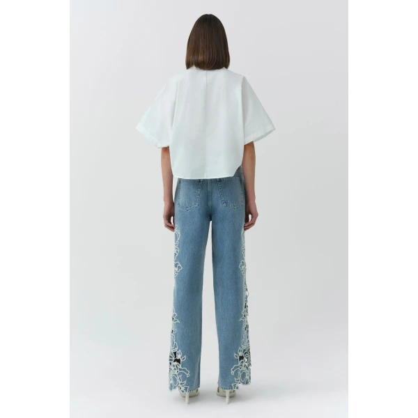 Simkhai Blair Cotton Shirt in White, view 5