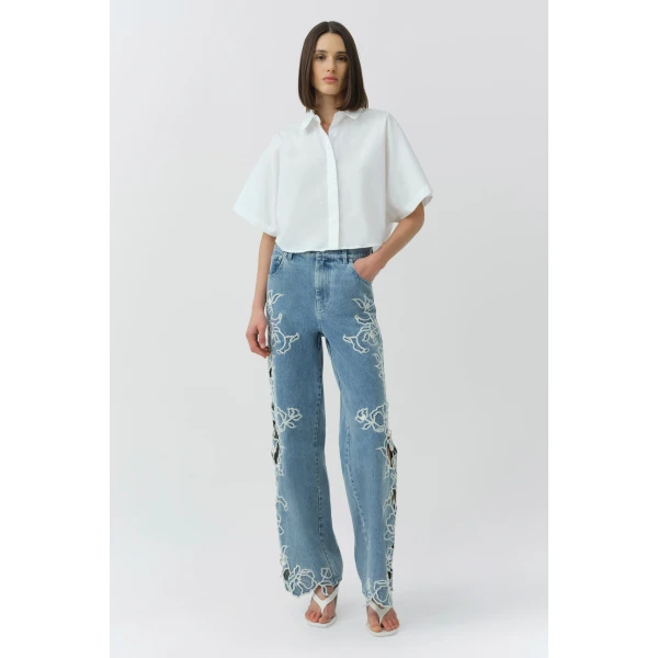 Simkhai Blair Cotton Shirt in White, view 6