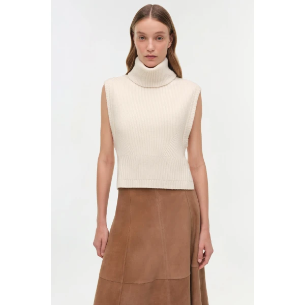 Simkhai Bonnie Suede Midi Skirt in Camel, view 4