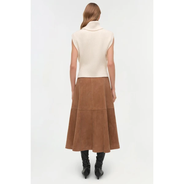Simkhai Bonnie Suede Midi Skirt in Camel, view 7