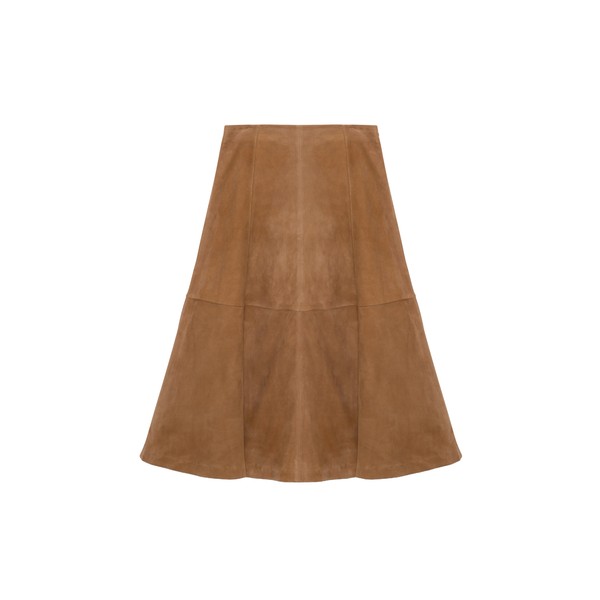 Simkhai Bonnie Suede Midi Skirt in Camel