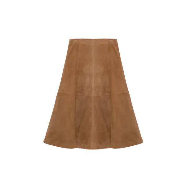 Simkhai Bonnie Suede Midi Skirt in Camel