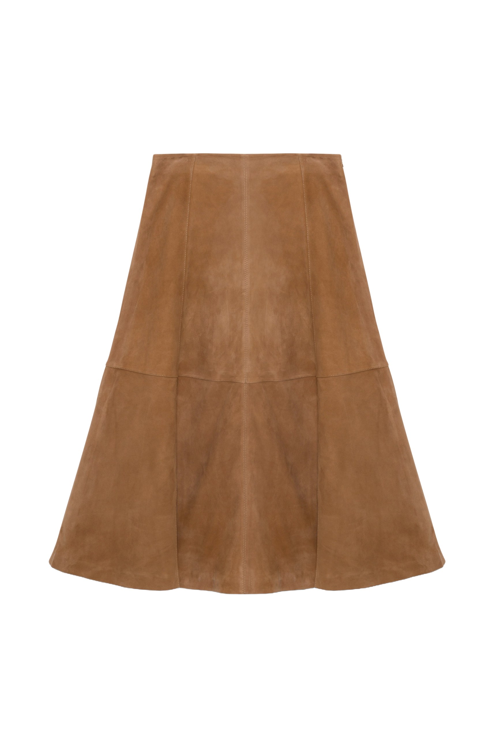 SIMKHAI Bonnie Suede Midi Skirt in Camel