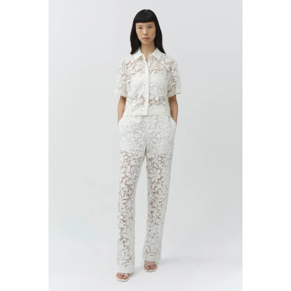 Simkhai Braylen Cotton Lace Pant in White, view 6