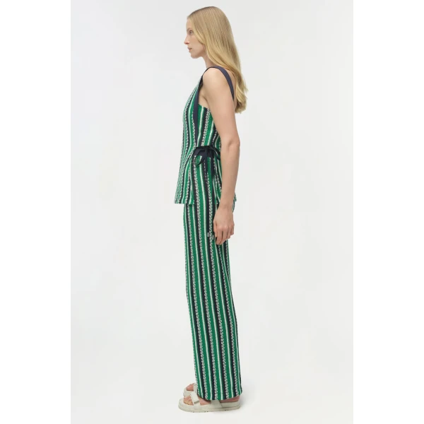 Simkhai Brenner Knit Straight Leg Pant in Kelly Green Stripe, view 4