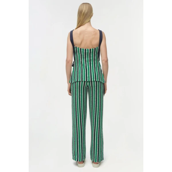 Simkhai Brenner Knit Straight Leg Pant in Kelly Green Stripe, view 5
