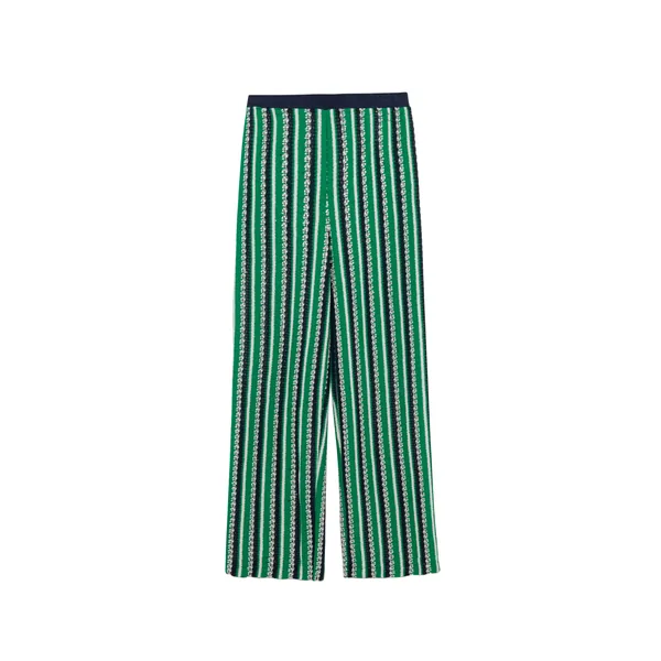 Simkhai Brenner Knit Straight Leg Pant in Kelly Green Stripe