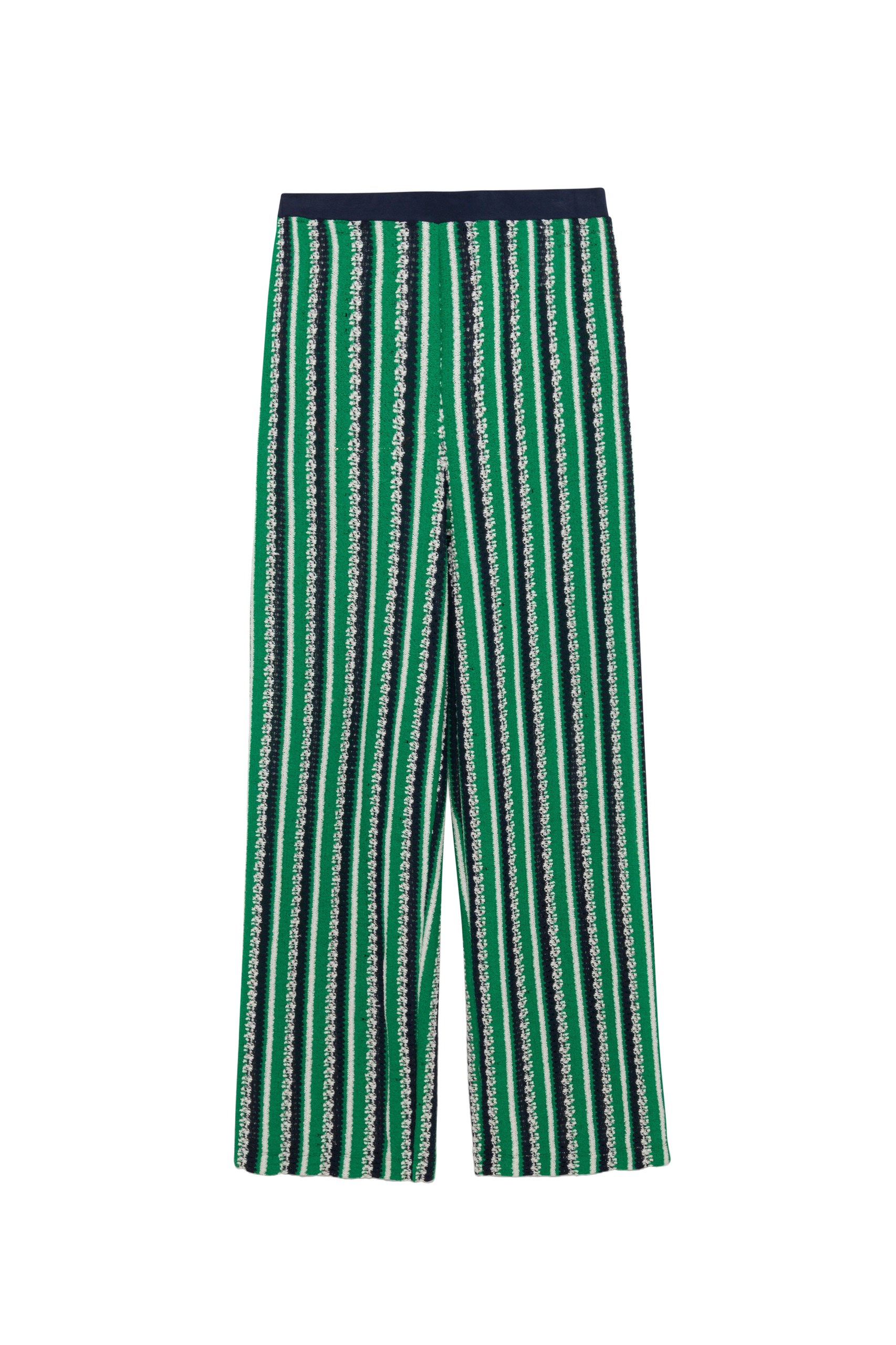 SIMKHAI Brenner Knit Straight Leg Pant in Kelly Green Stripe