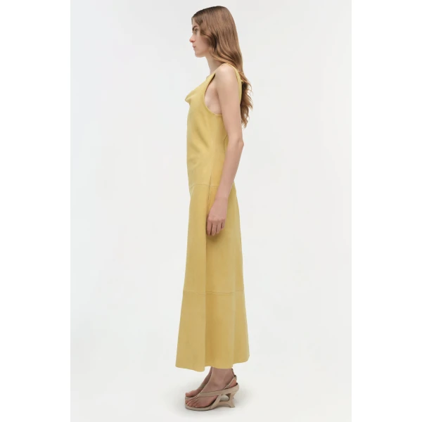 Simkhai Bridger Suede Halter Midi Dress in Buttercream, view 5
