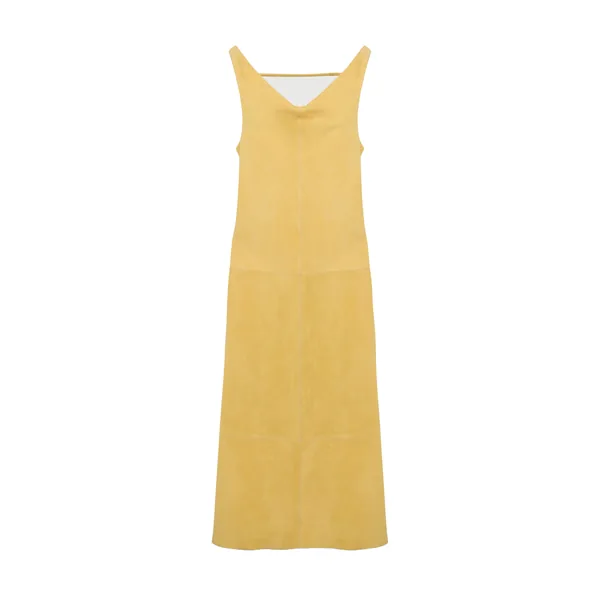 Simkhai Bridger Suede Halter Midi Dress in Buttercream