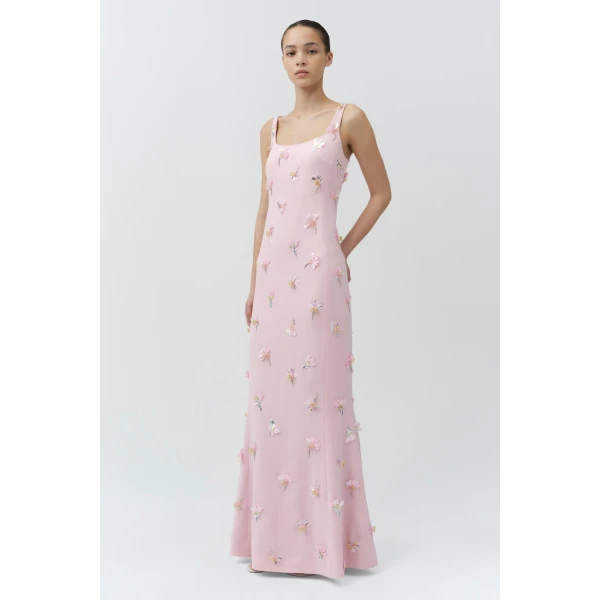 Simkhai Briella Embellished Crepe Gown in Daisy, view 4