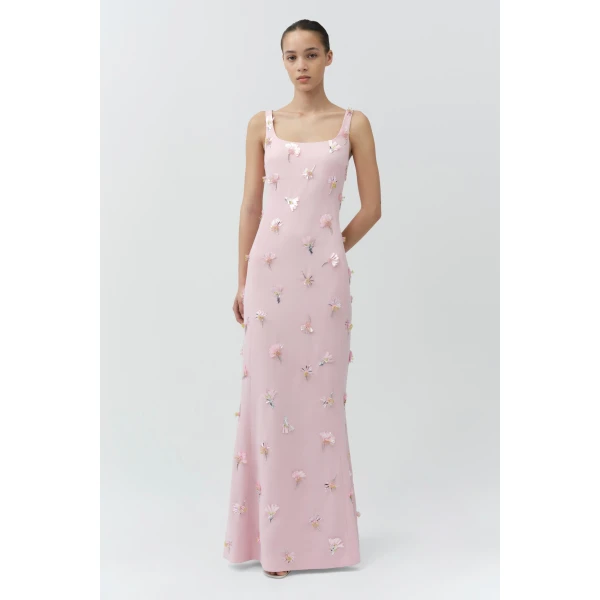 Simkhai Briella Embellished Crepe Gown in Daisy, view 6