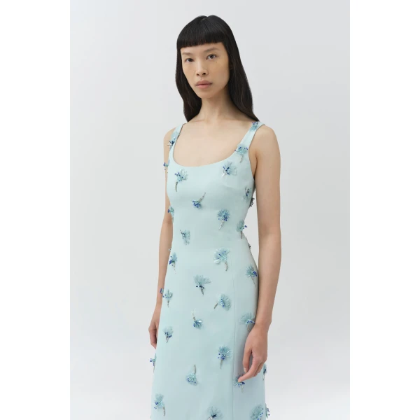 Simkhai Briella Embellished Crepe Gown in Sky, view 3