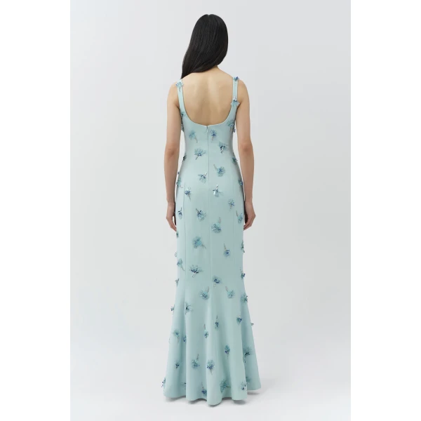 Simkhai Briella Embellished Crepe Gown in Sky, view 4