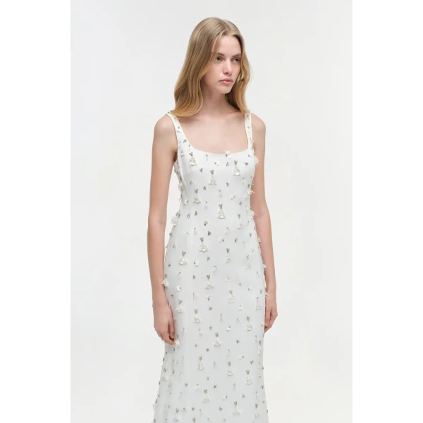 Simkhai Briella Embellished Gown in Ivory, view 3
