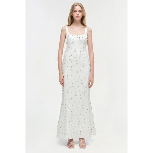 Simkhai Briella Embellished Gown in Ivory, view 6