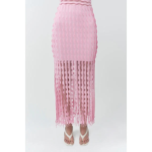 Simkhai Brionne Scalloped Knit Midi Dress in Daisy, view 4