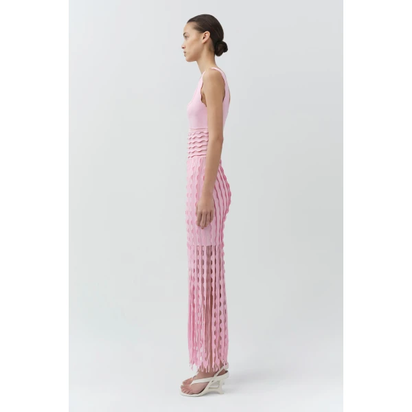 Simkhai Brionne Scalloped Knit Midi Dress in Daisy, view 5